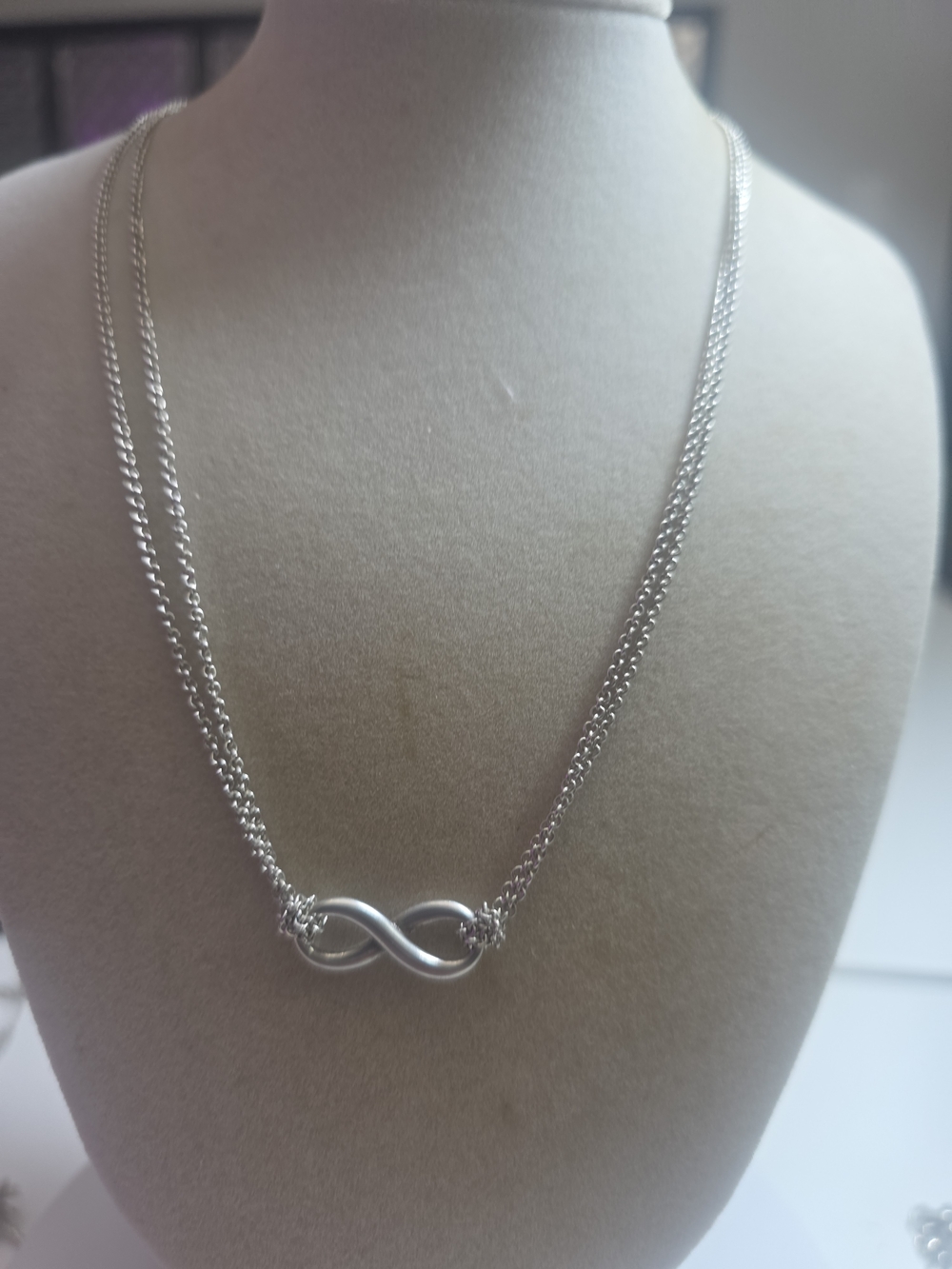 Authentic Tiffany And Co. Sterling Silver Infinity Pendant Necklace - Silver
